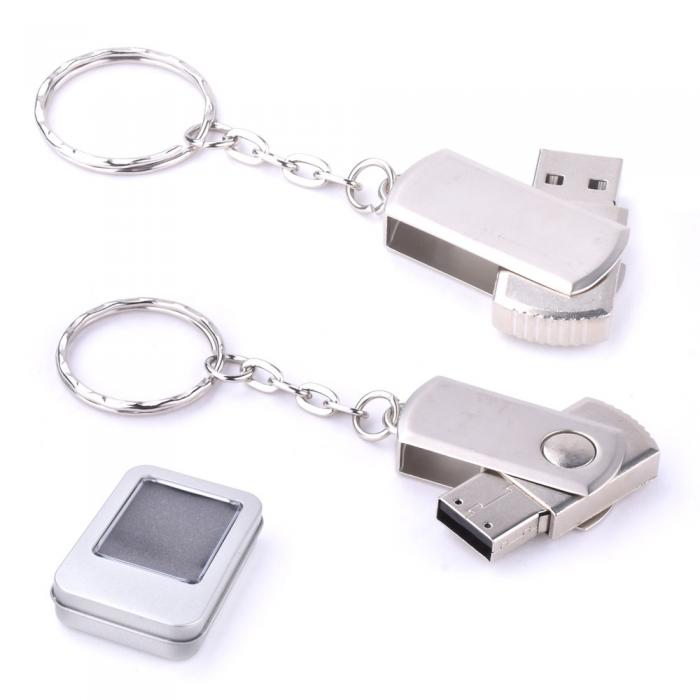 16 GB Döner Kapaklı Metal Anahtarlık USB Bellek